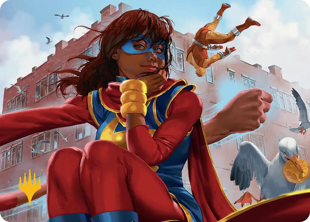 Ms. Marvel, Kamala Khan Art Card (Gold-Stamped Planeswalker Symbol) [Marvel Super Heroes Art Series] | Multizone: Comics And Games