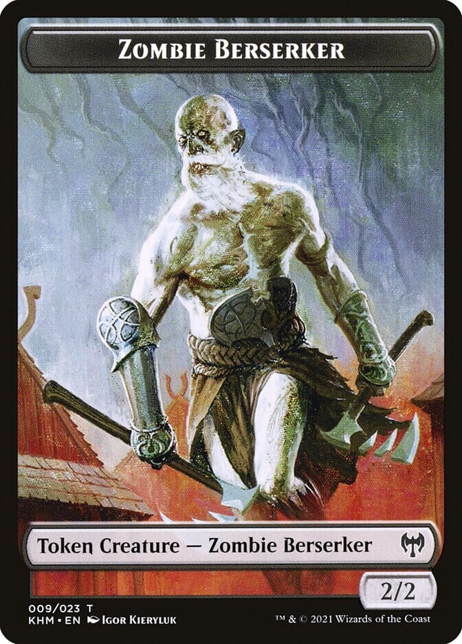 Human Warrior // Zombie Berserker Double-Sided Token [Kaldheim Tokens] MTG Single Magic: The Gathering  | Multizone: Comics And Games