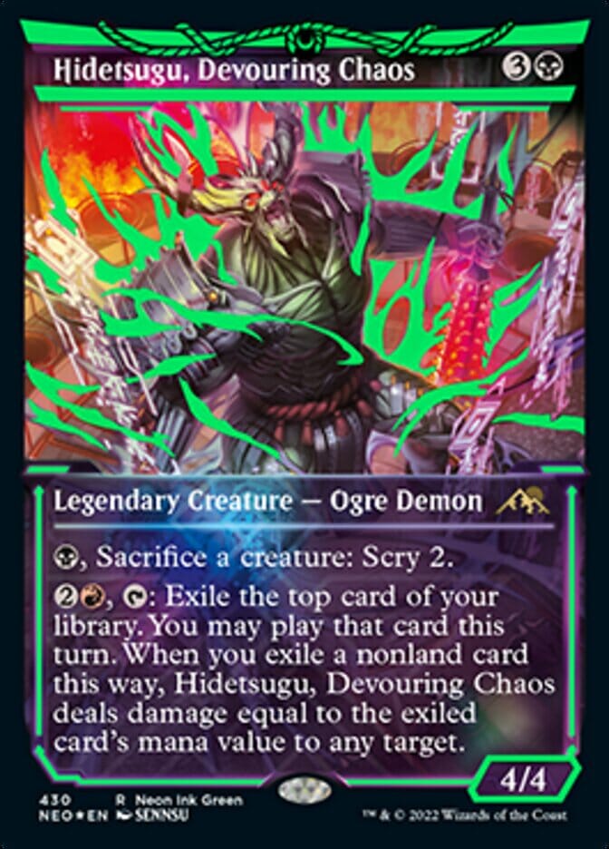 Hidetsugu, Devouring Chaos (Neon Ink Green) [Kamigawa: Neon Dynasty] MTG Single Magic: The Gathering  | Multizone: Comics And Games