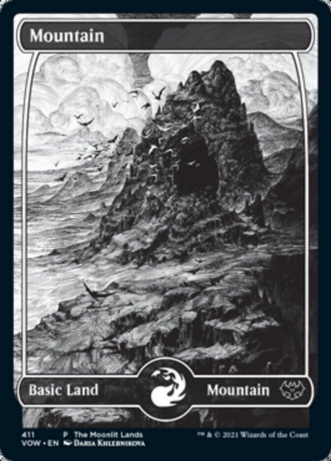 Mountain (The Moonlit Lands) (Foil Etched) [Innistrad: Crimson Vow Promos] MTG Single Magic: The Gathering  | Multizone: Comics And Games