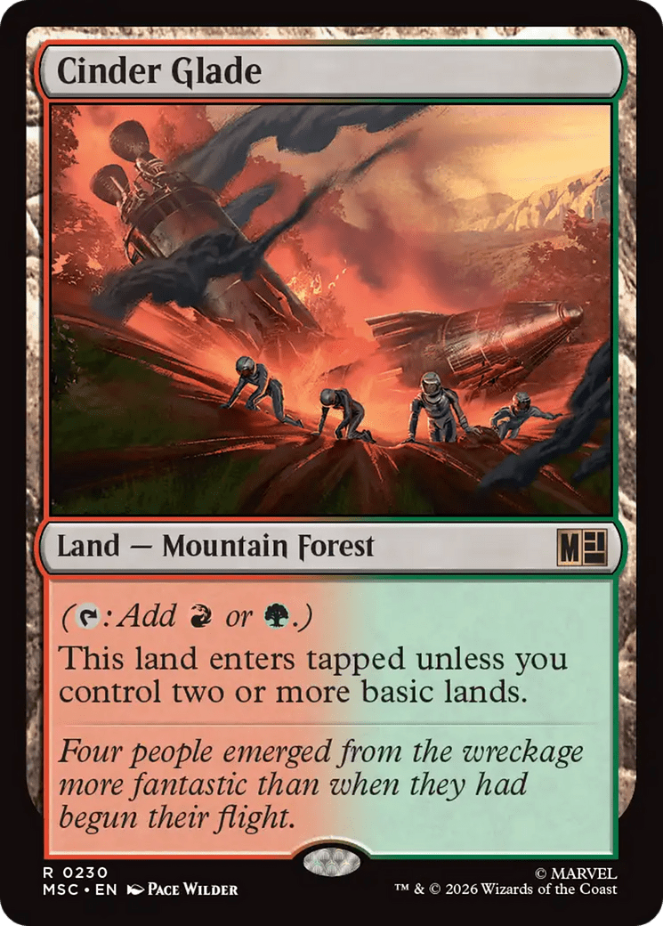 Cinder Glade (Surge Foil) [Marvel Super Heroes Commander] MTG Single Magic: The Gathering  | Multizone: Comics And Games