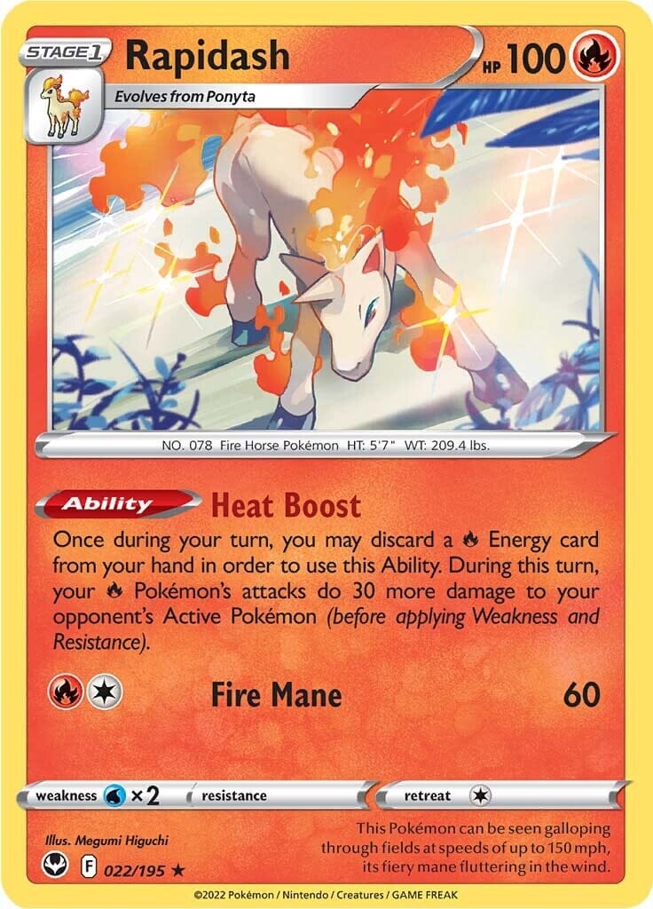 Rapidash (022/195) (Theme Deck Exclusive) [Sword & Shield: Silver Tempest] Pokemon Single Pokémon  | Multizone: Comics And Games