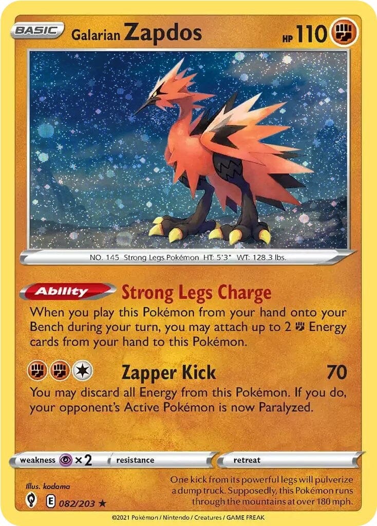 Galarian Zapdos (082/203) (Cosmos Holo) [Sword & Shield: Evolving Skies] Pokemon Single Pokémon  | Multizone: Comics And Games