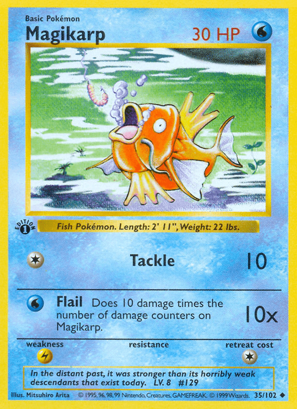 Magikarp (35/102) (Shadowless) [Base Set 1st Edition] Pokemon Single Pokémon  | Multizone: Comics And Games