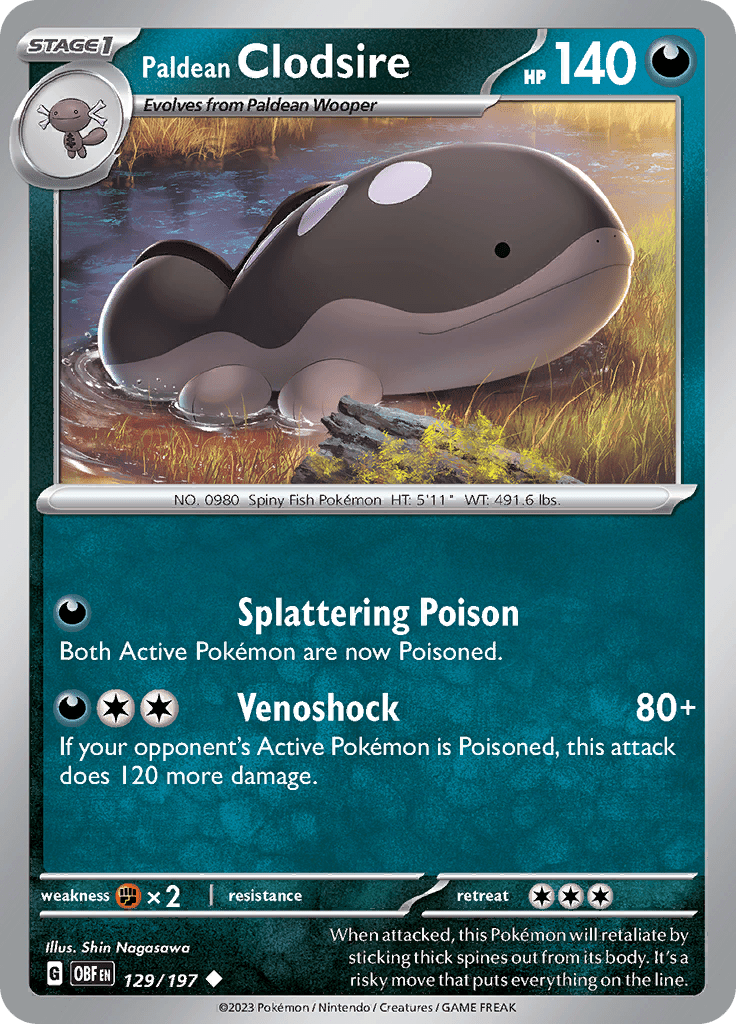 Paldean Clodsire (129/197) [Scarlet & Violet: Obsidian Flames] Pokemon Single Pokémon  | Multizone: Comics And Games