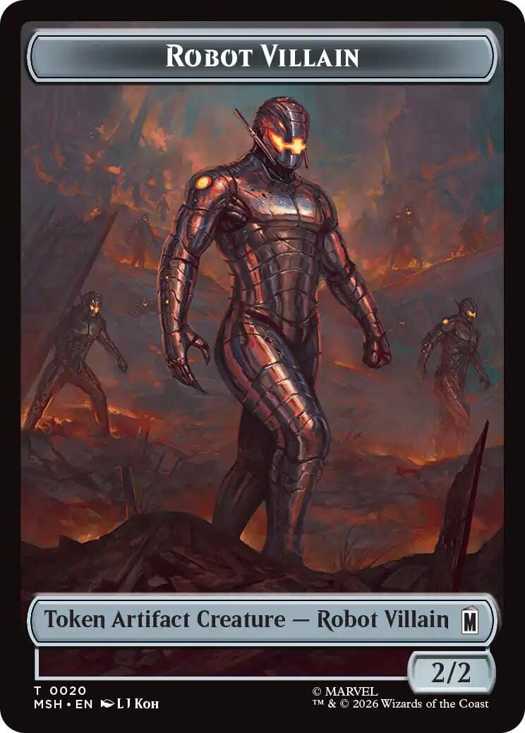 Villain // Robot Villain Double-Sided Token (009//020) [Marvel Super Heroes Tokens] MTG Single Magic: The Gathering  | Multizone: Comics And Games