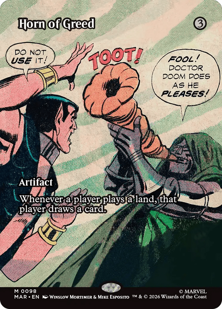 Horn of Greed (Borderless) [Marvel Universe: Eternal-Legal] MTG Single Magic: The Gathering  | Multizone: Comics And Games