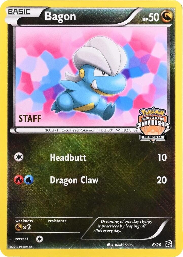 Bagon (006/020) - 6/20 (Regional Championships) [Staff] [League & Championship Cards] Pokemon Single Pokémon  | Multizone: Comics And Games