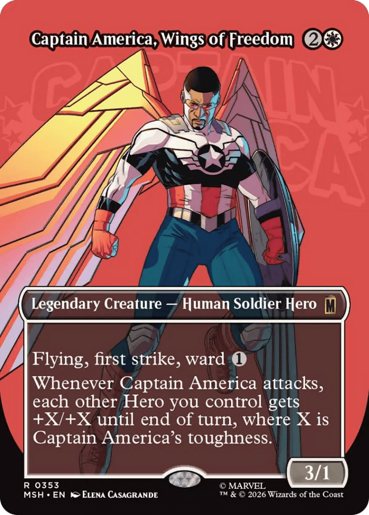 Captain America, Wings of Freedom (Borderless) [Marvel Super Heroes] MTG Single Magic: The Gathering  | Multizone: Comics And Games