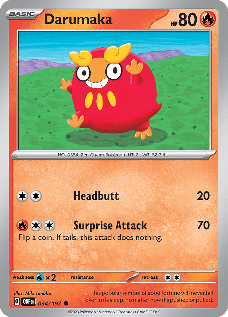 Darumaka (034/197) [Scarlet & Violet: Obsidian Flames] Pokemon Single Pokémon  | Multizone: Comics And Games