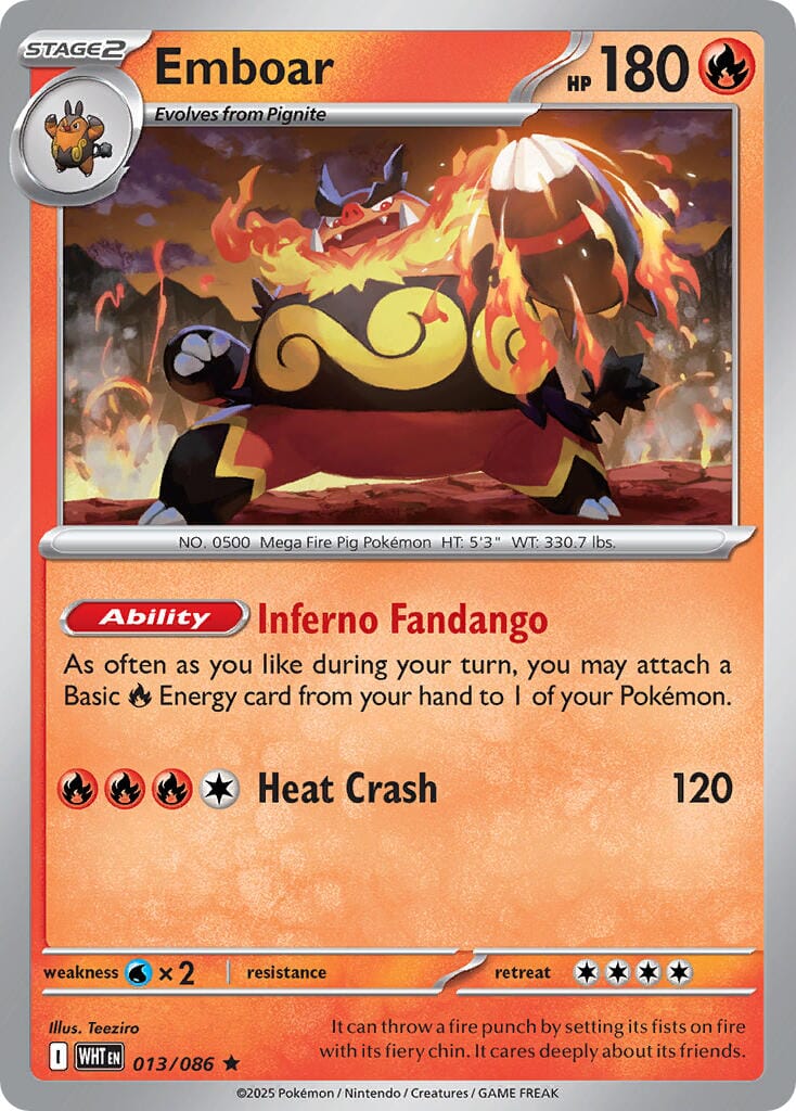 Emboar (013/086) (Deck Exclusive) [Scarlet & Violet: White Flare] Pokemon Single Pokémon  | Multizone: Comics And Games