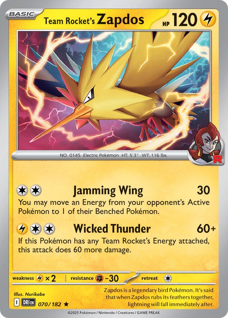 Team Rocket's Zapdos (070/182) (Deck Exclusive) [Scarlet & Violet: Destined Rivals] Pokemon Single Pokémon  | Multizone: Comics And Games