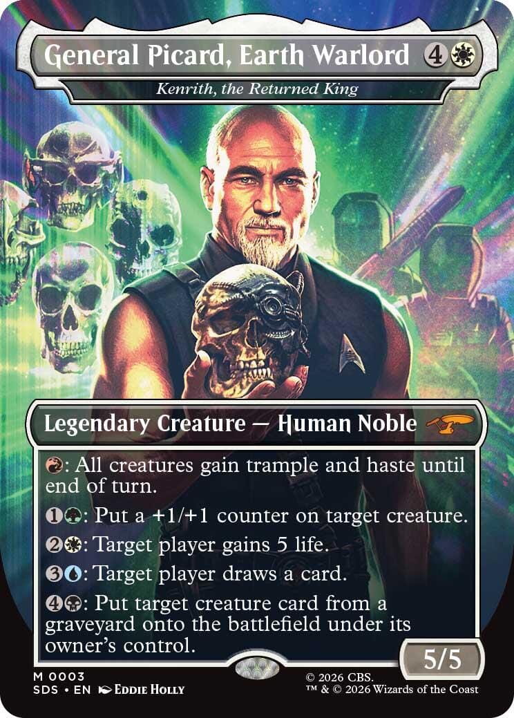 General Picard, Earth Warlord - Kenrith, the Returned King (Borderless) [Star Trek: Stardates] MTG Single Magic: The Gathering  | Multizone: Comics And Games