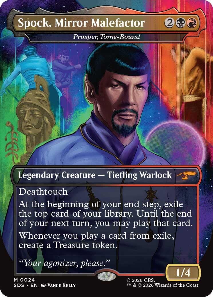 Spock, Mirror Malefactor - Prosper, Tome-Bound (Borderless) [Star Trek: Stardates] MTG Single Magic: The Gathering  | Multizone: Comics And Games
