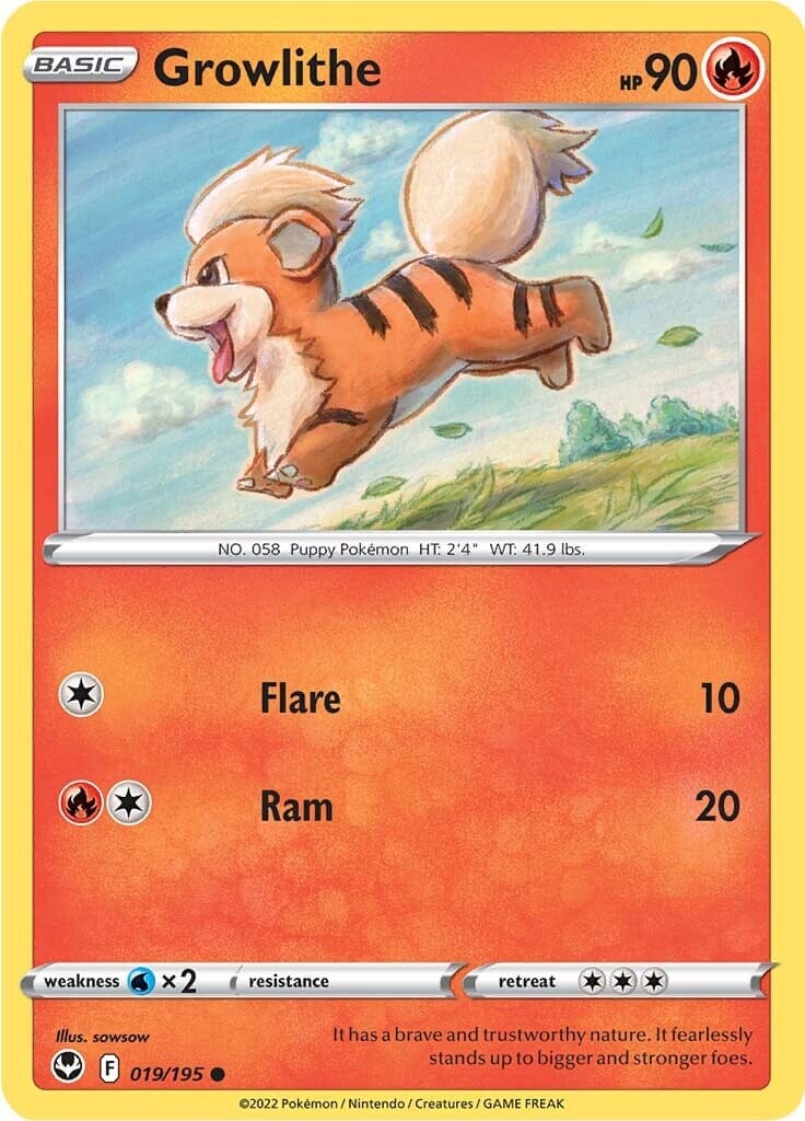 Growlithe (019/195) [Sword & Shield: Silver Tempest] Pokemon Single Pokémon  | Multizone: Comics And Games
