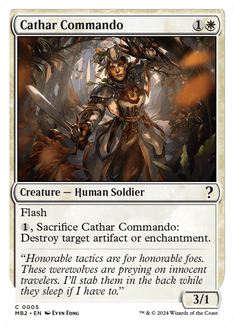 Cathar Commando (White Border) [Mystery Booster 2] MTG Single Magic: The Gathering  | Multizone: Comics And Games