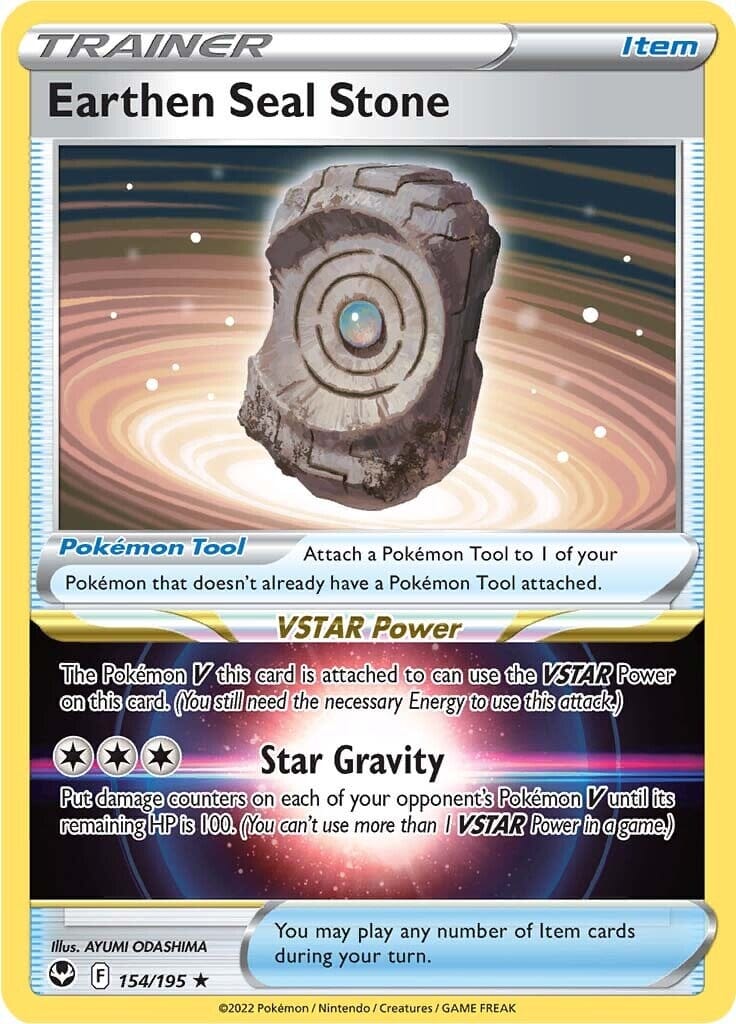 Earthen Seal Stone (154/195) [Sword & Shield: Silver Tempest] Pokemon Single Pokémon  | Multizone: Comics And Games
