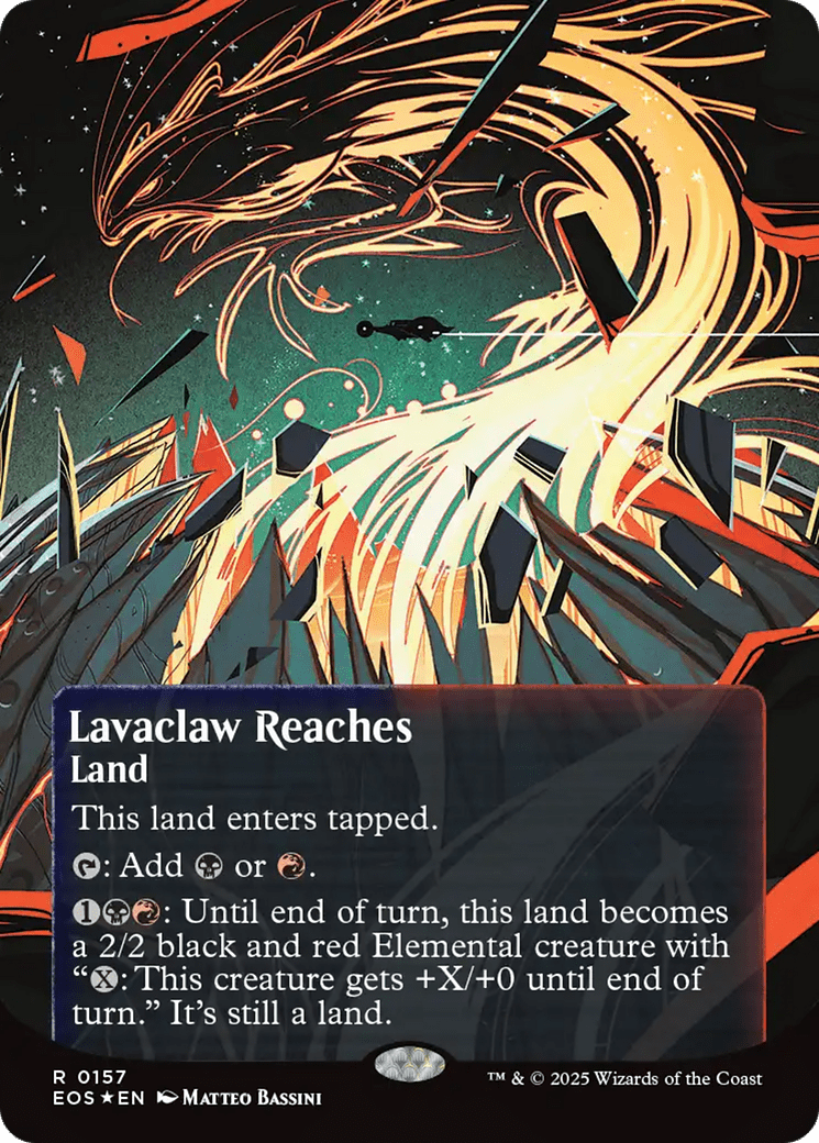 Lavaclaw Reaches (0157) (Borderless) (Galaxy Foil) [Edge of Eternities: Stellar Sights] MTG Single Magic: The Gathering  | Multizone: Comics And Games