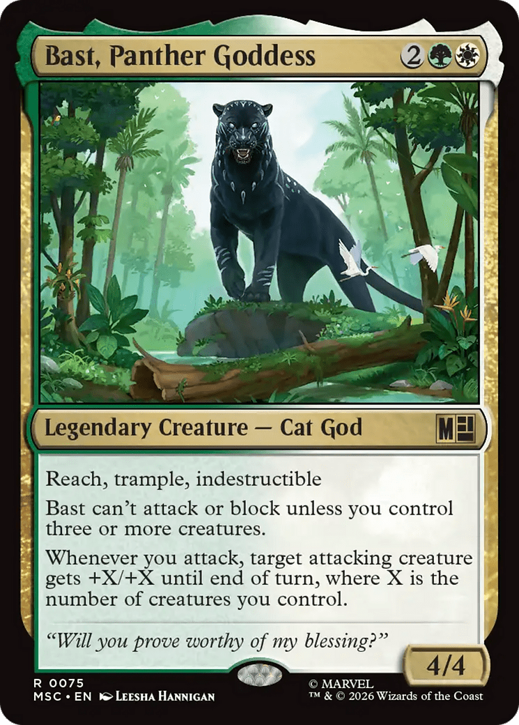 Bast, Panther Goddess (Surge Foil) [Marvel Super Heroes Commander] MTG Single Magic: The Gathering  | Multizone: Comics And Games