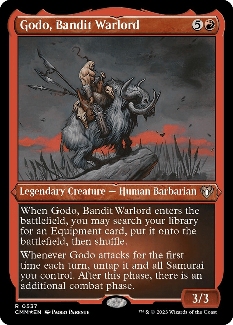 Godo, Bandit Warlord (Foil Etched) [Commander Masters] MTG Single Magic: The Gathering  | Multizone: Comics And Games