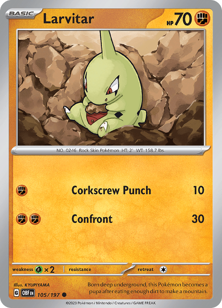 Larvitar (105/197) [Scarlet & Violet: Obsidian Flames] Pokemon Single Pokémon  | Multizone: Comics And Games