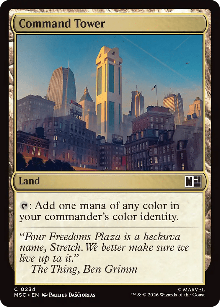 Command Tower (0234) (Surge Foil) [Marvel Super Heroes Commander] MTG Single Magic: The Gathering  | Multizone: Comics And Games