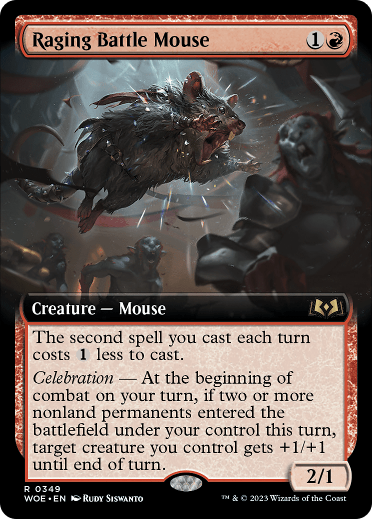 Raging Battle Mouse (Extended Art) [Wilds of Eldraine] MTG Single Magic: The Gathering  | Multizone: Comics And Games