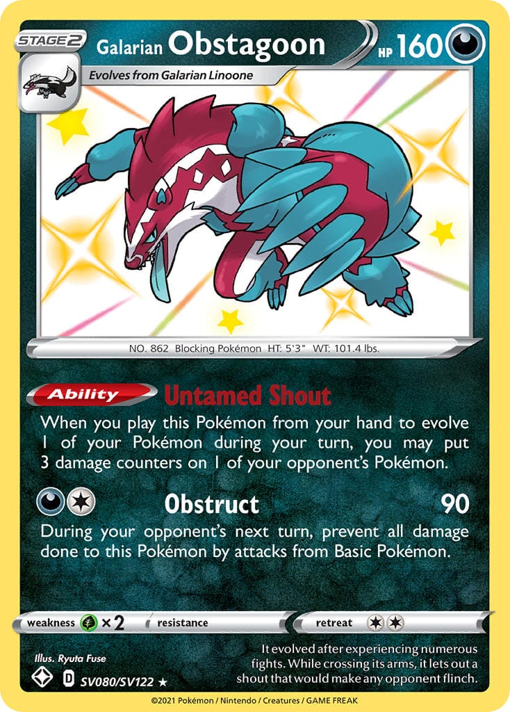 Galarian Obstagoon (SV080/SV122) [Sword & Shield: Shining Fates] Pokemon Single Pokémon  | Multizone: Comics And Games