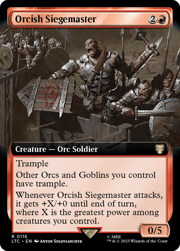 Orcish Siegemaster (Extended Art) [The Lord of the Rings: Tales of Middle-Earth Commander] MTG Single Magic: The Gathering  | Multizone: Comics And Games