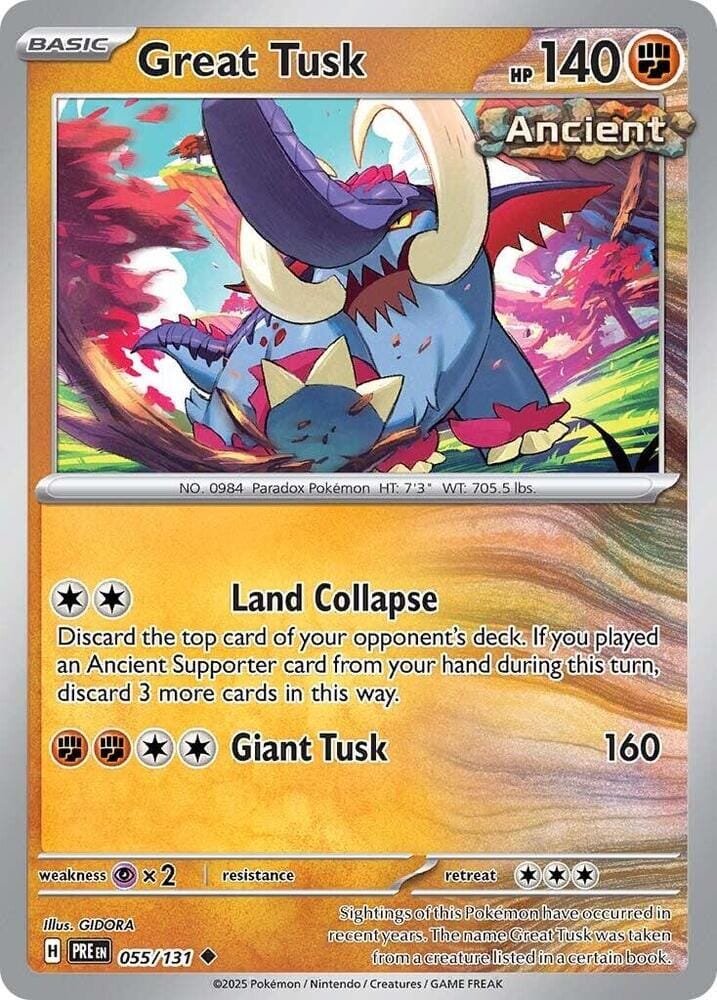 Great Tusk (055/131) [Scarlet & Violet: Prismatic Evolutions] Pokemon Single Pokémon  | Multizone: Comics And Games