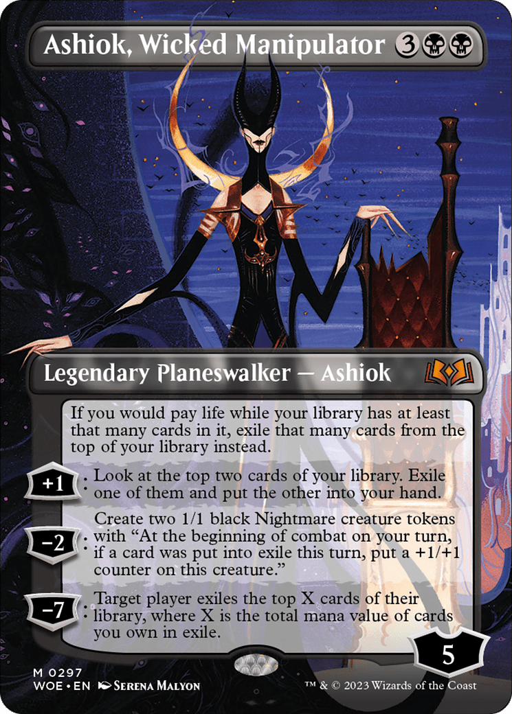 Ashiok, Wicked Manipulator (Borderless Alternate Art) [Wilds of Eldraine] MTG Single Magic: The Gathering  | Multizone: Comics And Games