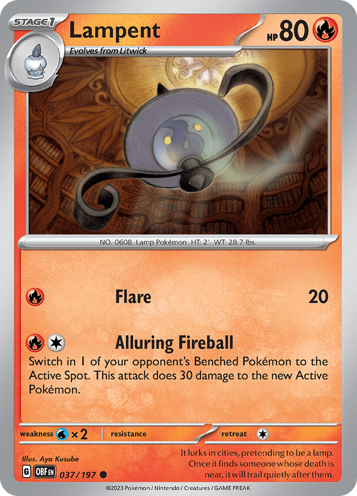 Lampent (037/197) [Scarlet & Violet: Obsidian Flames] Pokemon Single Pokémon  | Multizone: Comics And Games