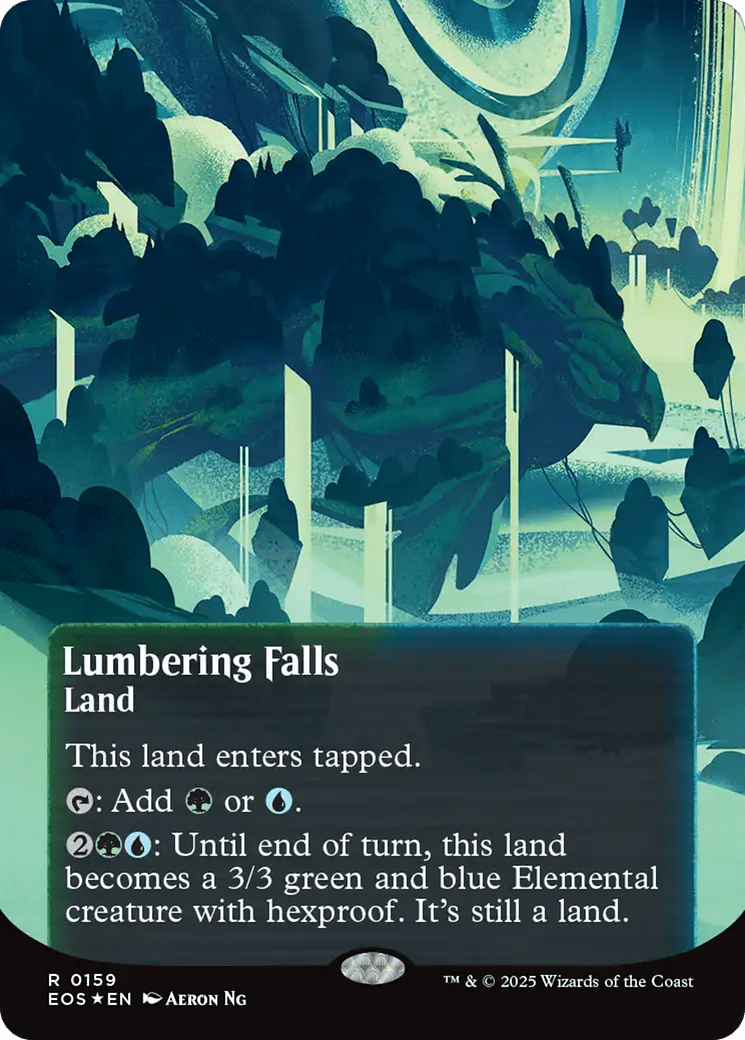 Lumbering Falls (0159) (Borderless) (Galaxy Foil) [Edge of Eternities: Stellar Sights] MTG Single Magic: The Gathering  | Multizone: Comics And Games