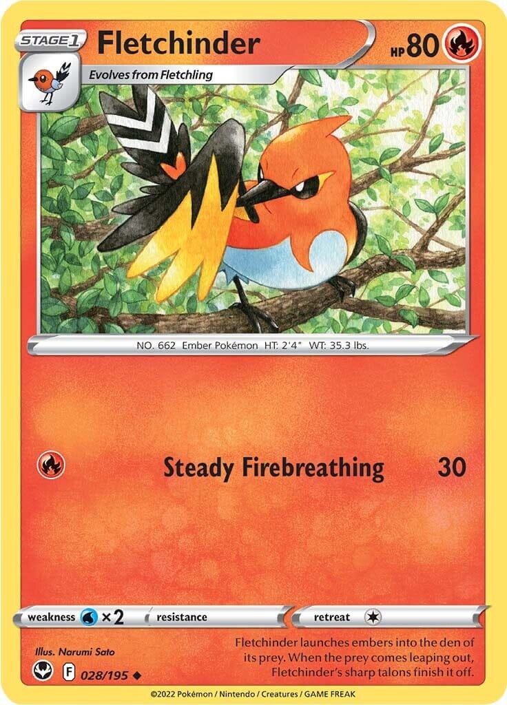Fletchinder (028/195) [Sword & Shield: Silver Tempest] Pokemon Single Pokémon  | Multizone: Comics And Games