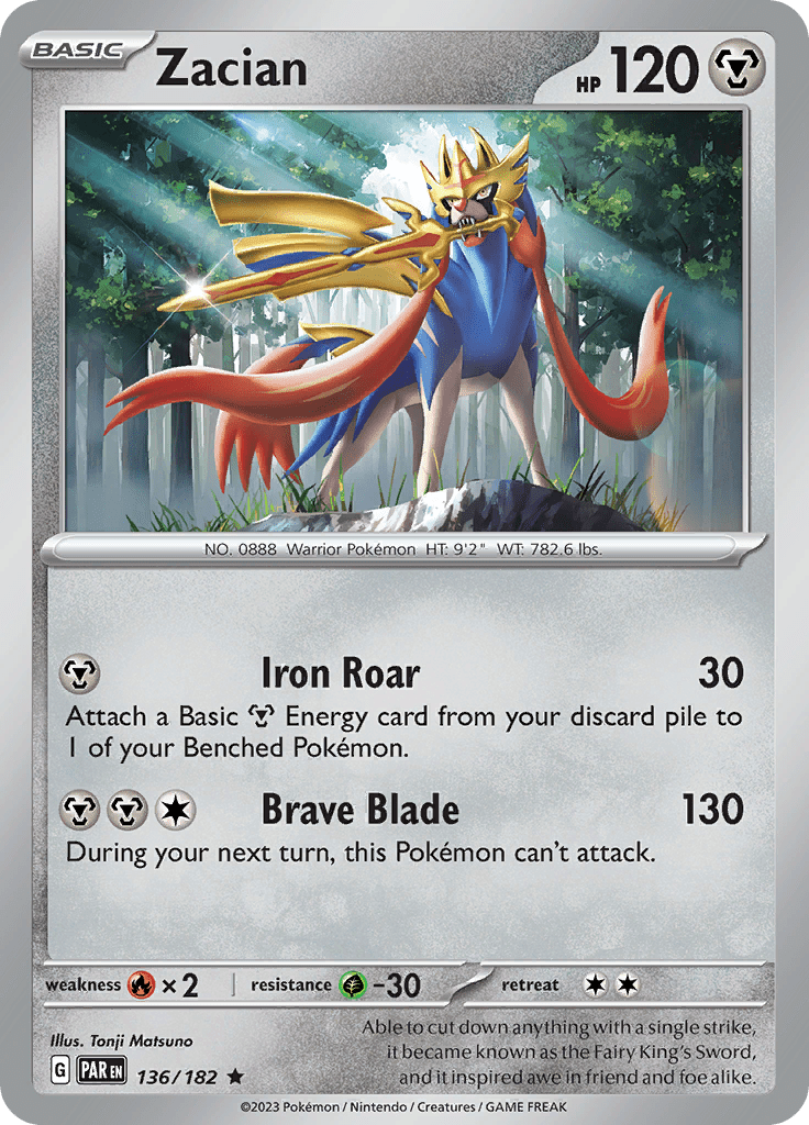 Zacian (136/182) [Scarlet & Violet: Paradox Rift] Pokemon Single Pokémon  | Multizone: Comics And Games