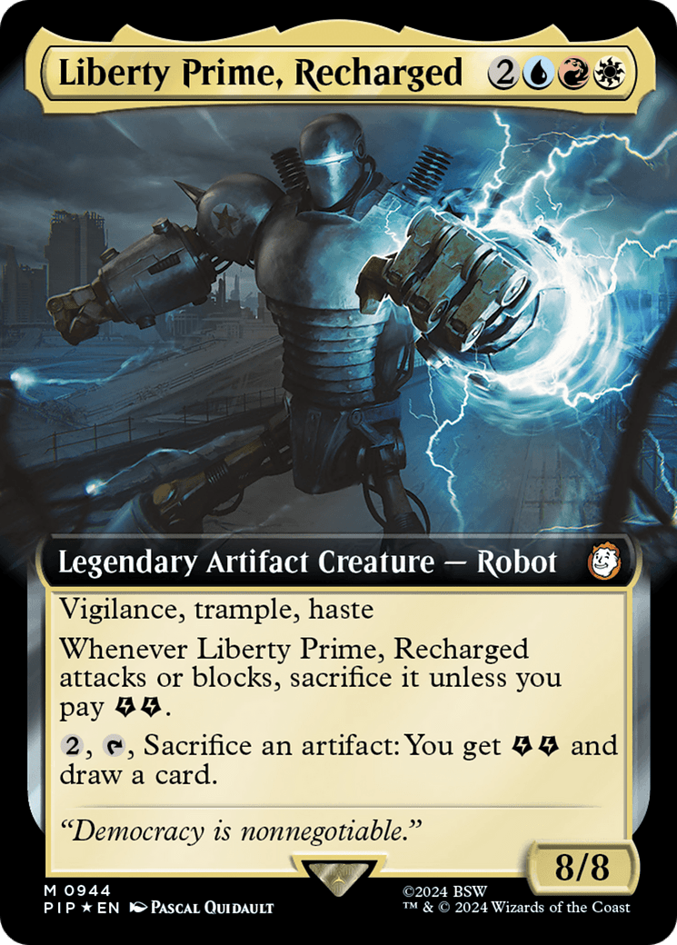 Liberty Prime, Recharged (Extended Art) (Surge Foil) [Fallout] MTG Single Magic: The Gathering  | Multizone: Comics And Games