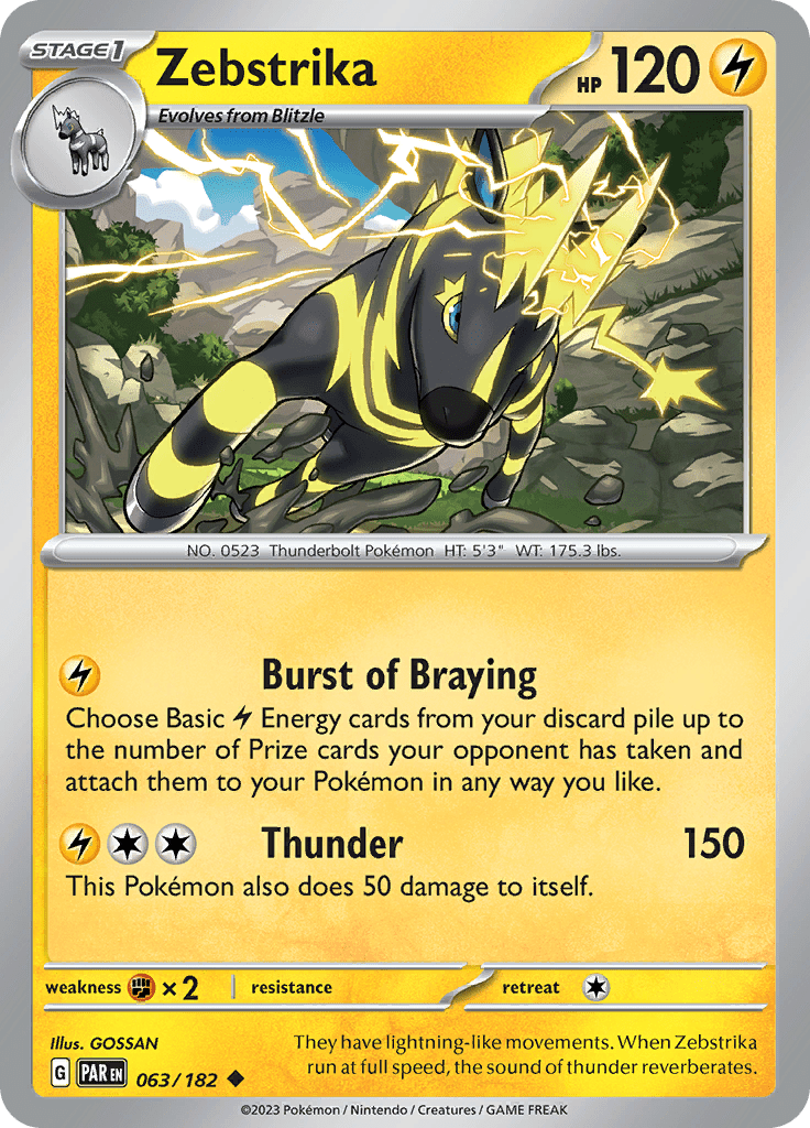Zebstrika (063/182) [Scarlet & Violet: Paradox Rift] Pokemon Single Pokémon  | Multizone: Comics And Games