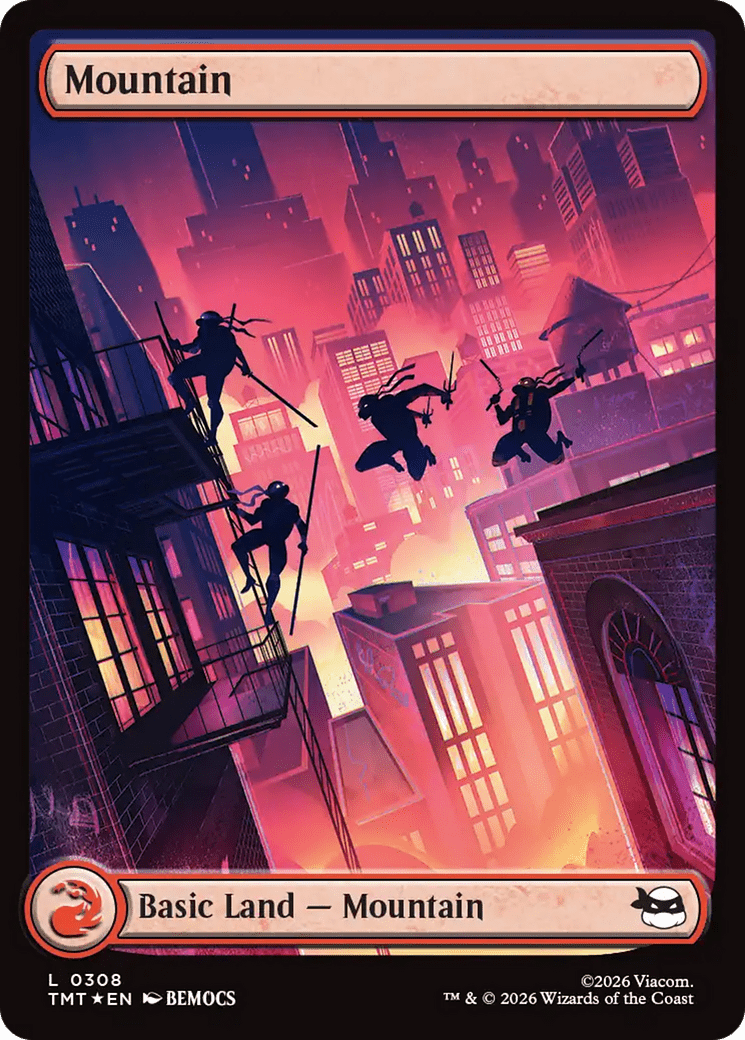 Mountain (0308) (Surge Foil) [Teenage Mutant Ninja Turtles] MTG Single Magic: The Gathering  | Multizone: Comics And Games