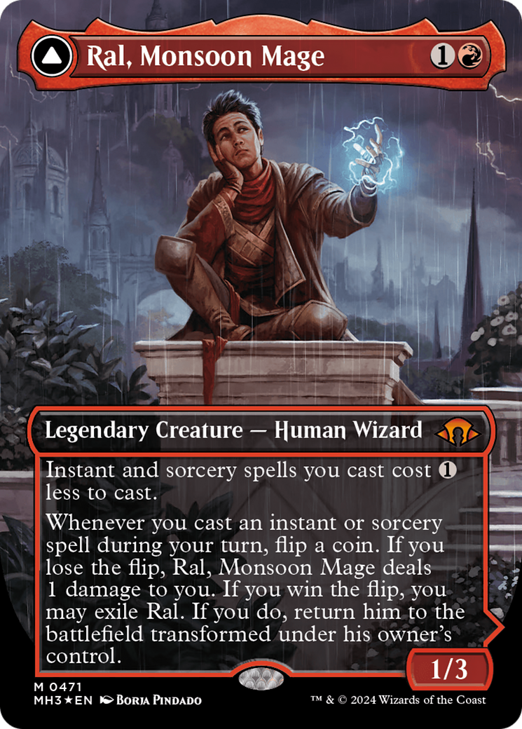 Ral, Monsoon Mage // Ral, Leyline Prodigy (Borderless) (Textured Foil) [Modern Horizons 3] | Multizone: Comics And Games