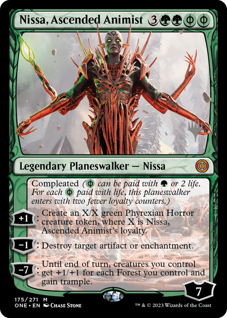 Nissa, Ascended Animist (Promo Pack) [Phyrexia: All Will Be One Promos] MTG Single Magic: The Gathering  | Multizone: Comics And Games