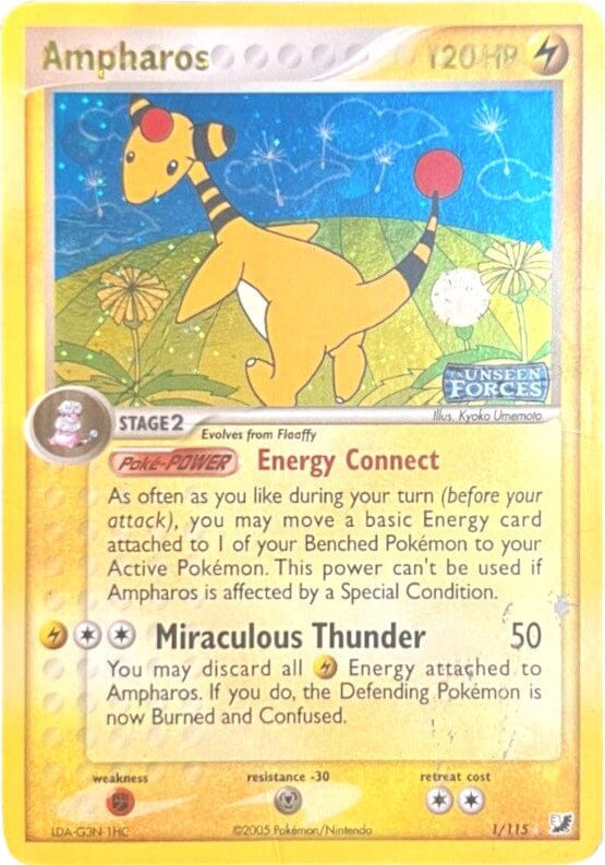 Ampharos (1/115) (Stamped) [EX: Unseen Forces] Pokemon Single Pokémon  | Multizone: Comics And Games