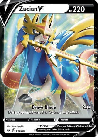 Zacian V (138/202) (Jumbo Card) [Sword & Shield: Base Set] Pokemon Single Pokémon  | Multizone: Comics And Games