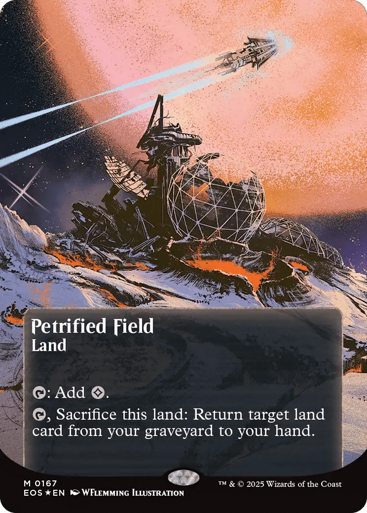 Petrified Field (0167) (Borderless) (Galaxy Foil) [Edge of Eternities: Stellar Sights] MTG Single Magic: The Gathering  | Multizone: Comics And Games