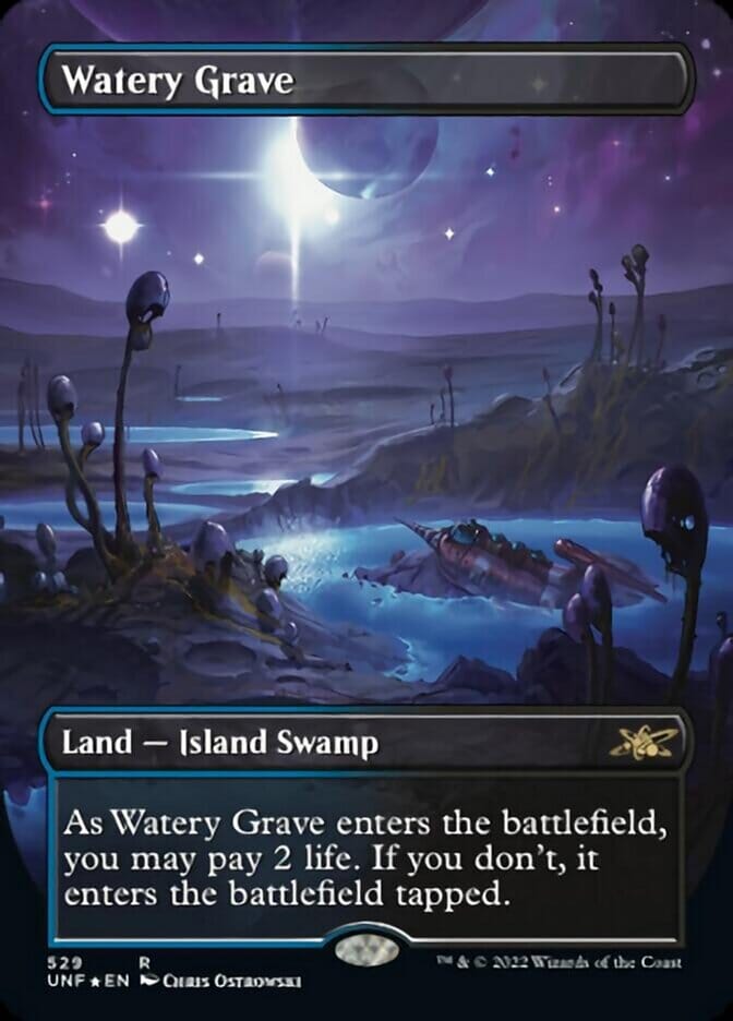 Watery Grave (Borderless) (Galaxy Foil) [Unfinity] MTG Single Magic: The Gathering  | Multizone: Comics And Games