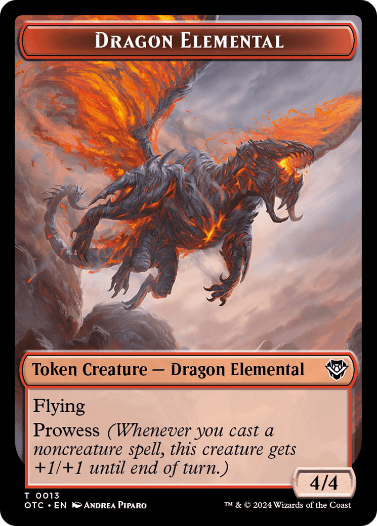 Dragon Elemental // Treasure Double-Sided Token [Outlaws of Thunder Junction Commander Tokens] MTG Single Magic: The Gathering  | Multizone: Comics And Games