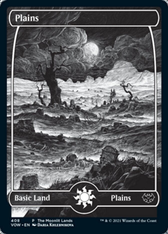 Plains (The Moonlit Lands) (Foil Etched) [Innistrad: Crimson Vow Promos] MTG Single Magic: The Gathering  | Multizone: Comics And Games