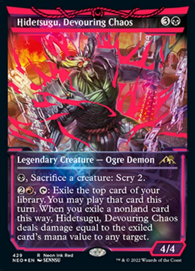 Hidetsugu, Devouring Chaos (Neon Ink Red) [Kamigawa: Neon Dynasty] MTG Single Magic: The Gathering  | Multizone: Comics And Games