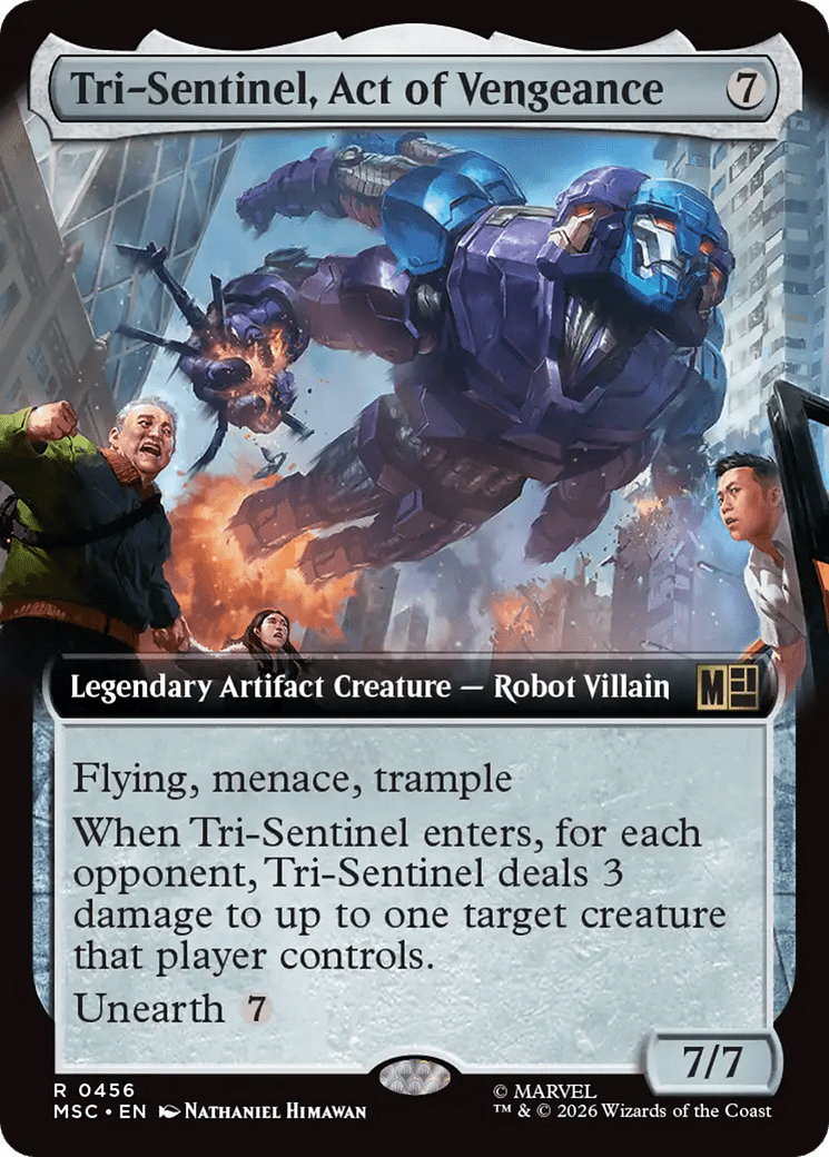 Tri-Sentinel, Act of Vengeance (Extended Art) [Marvel Super Heroes Commander] MTG Single Magic: The Gathering  | Multizone: Comics And Games