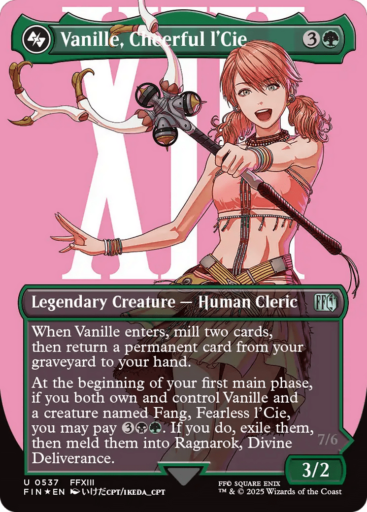 Vanille, Cheerful l'Cie // Ragnarok, Divine Deliverance (Borderless) (Surge Foil) [FINAL FANTASY] MTG Single Magic: The Gathering  | Multizone: Comics And Games