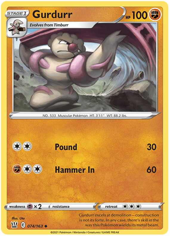 Gurdurr (074/163) [Sword & Shield: Battle Styles] Pokemon Single Pokémon  | Multizone: Comics And Games